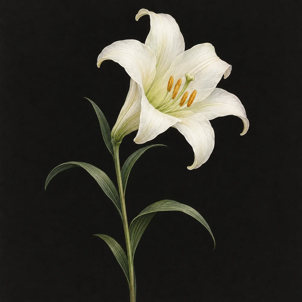 Illustration botanique d’un lys blanc
